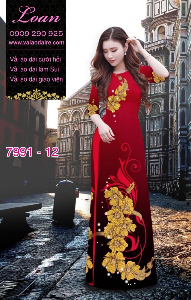 Vải áo dài hoa 3D