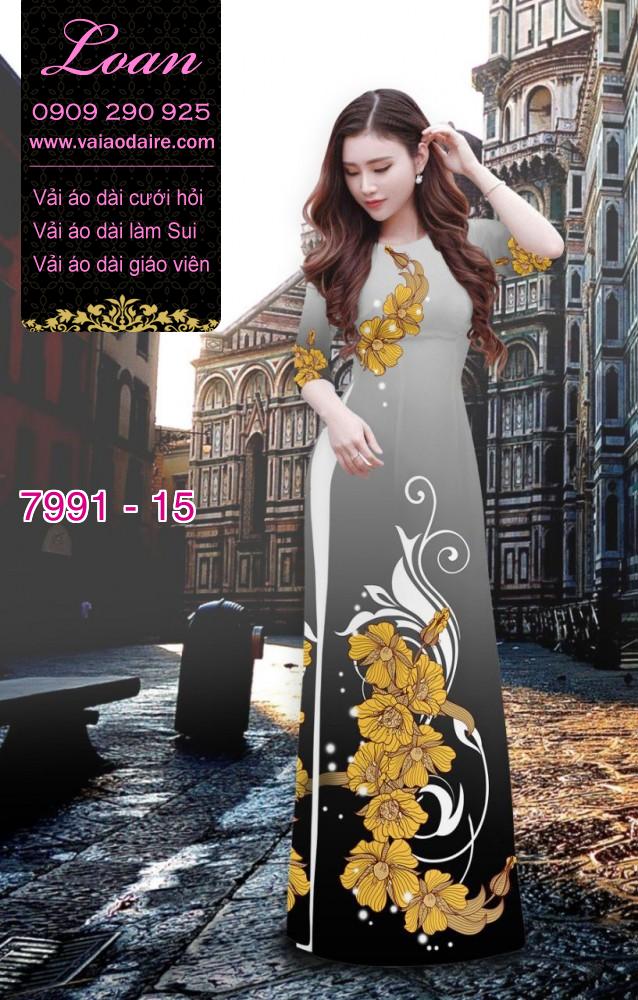 Vải áo dài hoa 3D