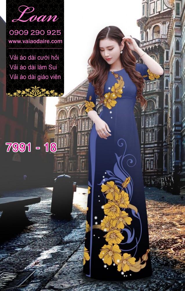 Vải áo dài hoa 3D