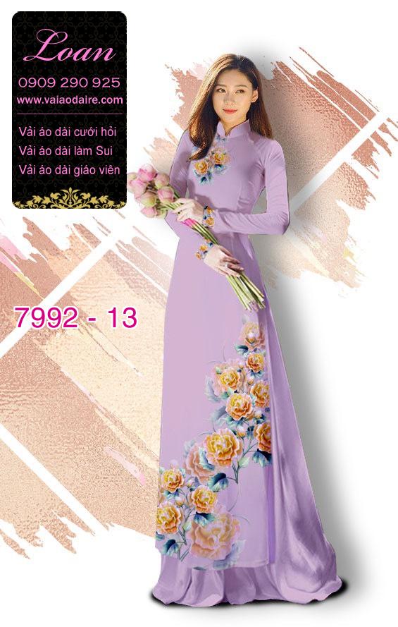 Vải áo dài hoa Mẫu Đơn