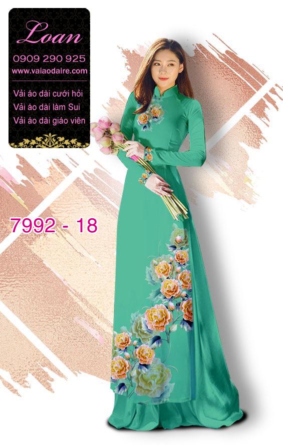 Vải áo dài hoa Mẫu Đơn