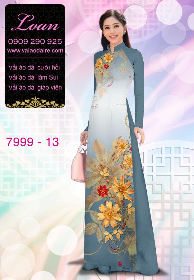Vải áo dài hoa trên dưới