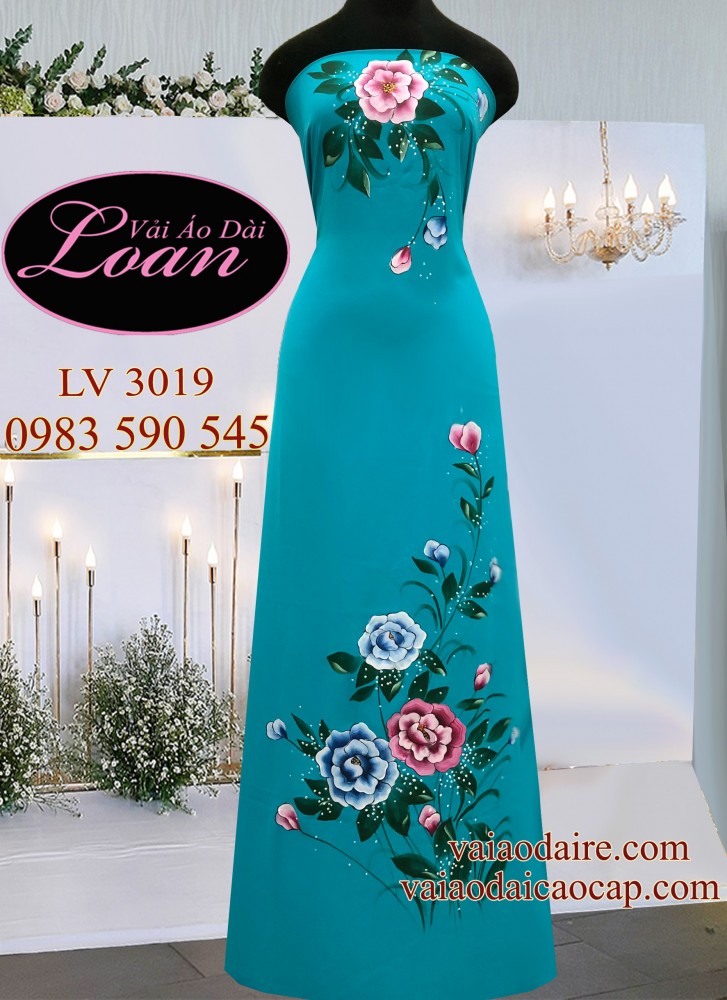 Vải áo dài vẽ hoa