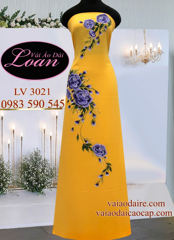 Vải áo dài vẽ hoa