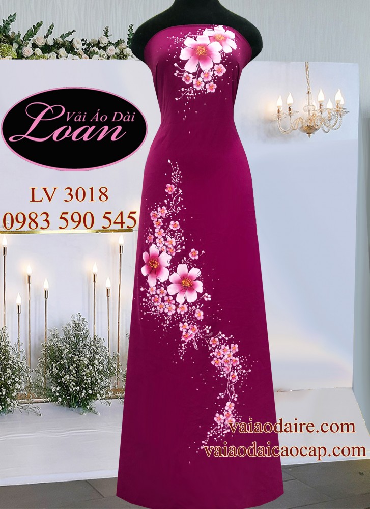 Vải áo dài vẽ hoa