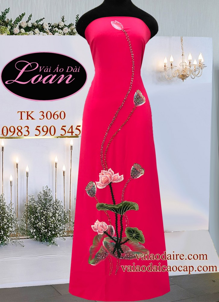 Vải áo dài Sen vẽ kết đá