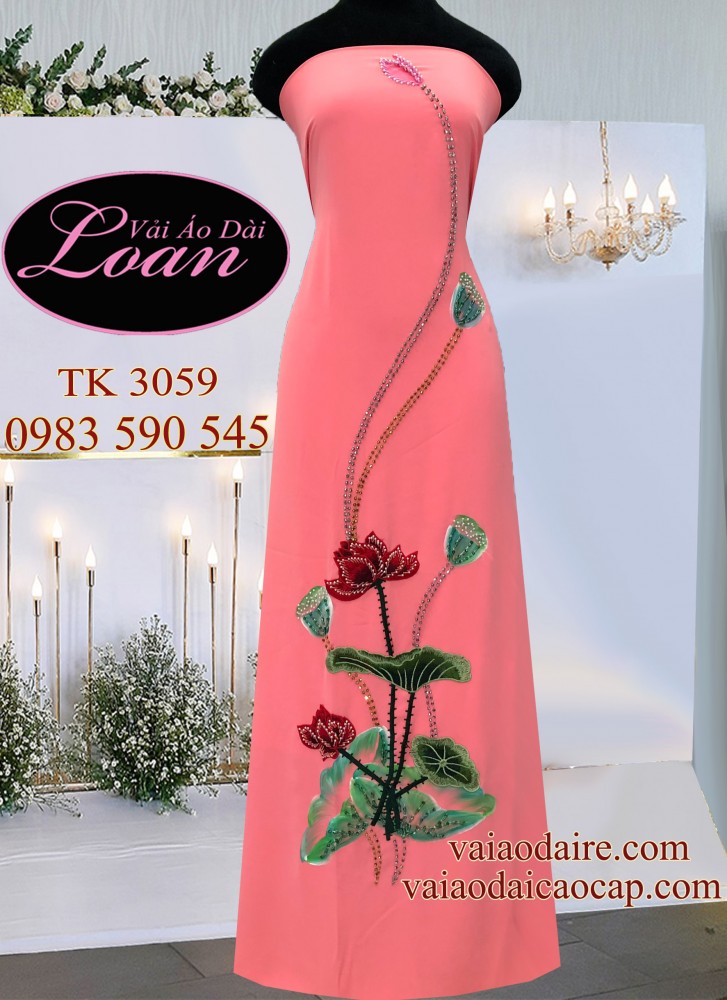 Vải áo dài Sen vẽ kết đá