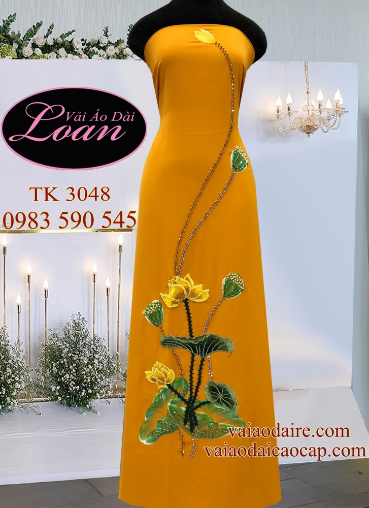 Vải áo dài Sen vẽ kết đá