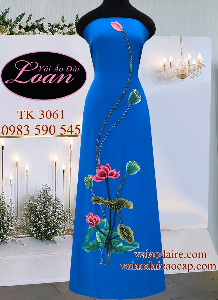 Vải áo dài Sen vẽ kết đá