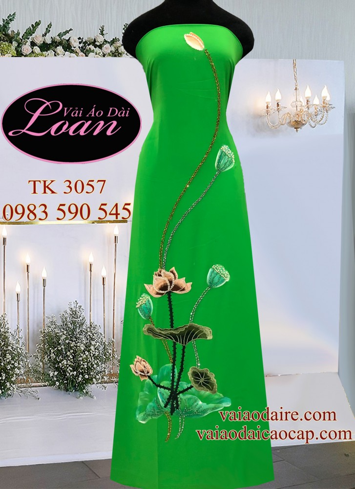 Vải áo dài Sen vẽ kết đá