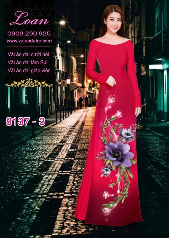 Vải áo dài hoa 3D