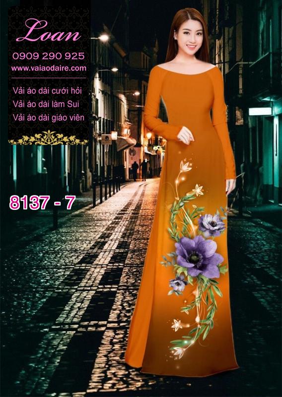 Vải áo dài hoa 3D