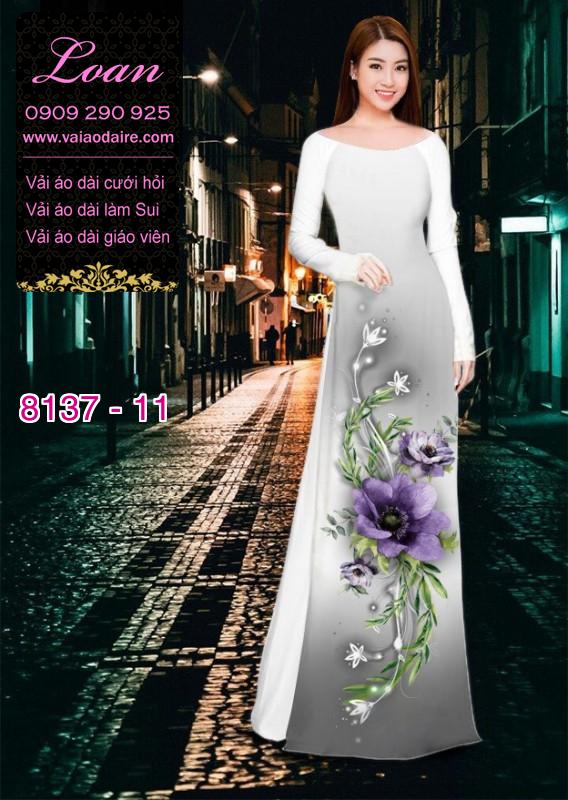 Vải áo dài hoa 3D