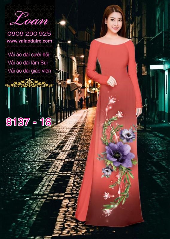 Vải áo dài hoa 3D
