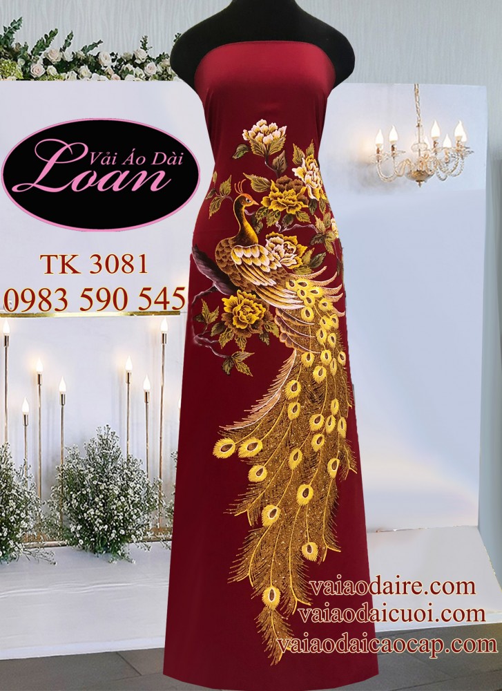 Vải áo dài vẽ Công cao cấp