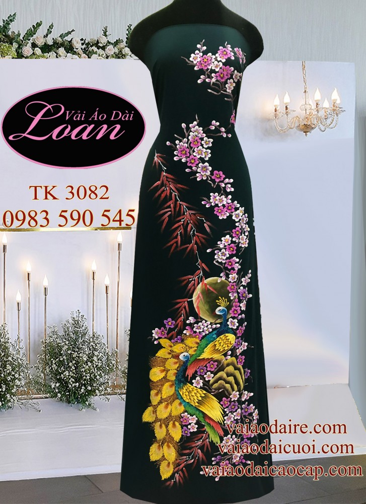 Vải áo dài vẽ Công cao cấp