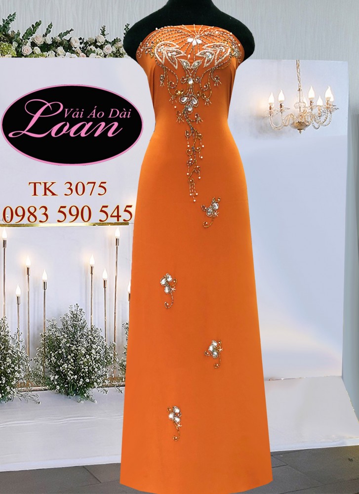 Vải áo dài kết đá