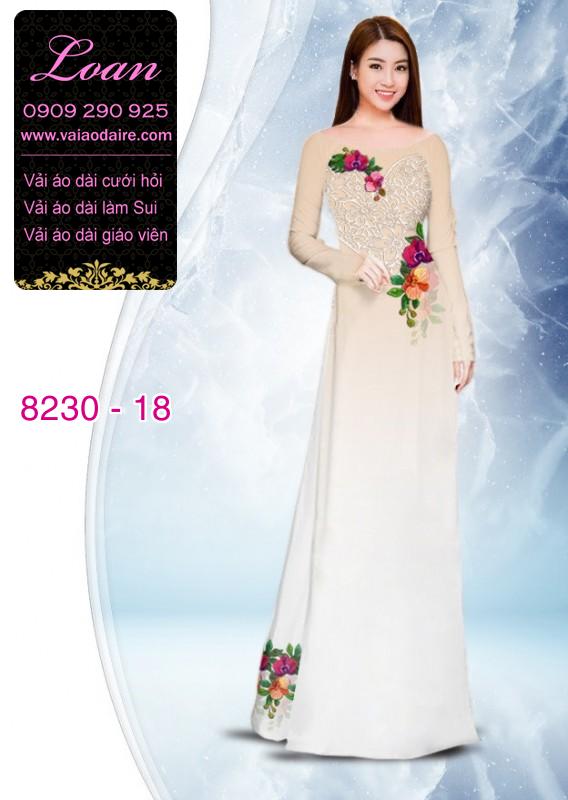 Vải áo dài hoa 3D