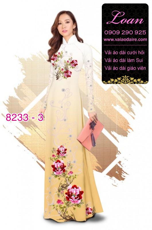 Vải áo dài hoa trên dưới