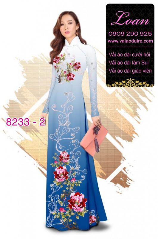 Vải áo dài hoa trên dưới