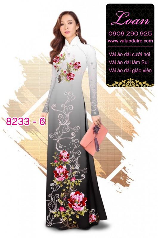 Vải áo dài hoa trên dưới