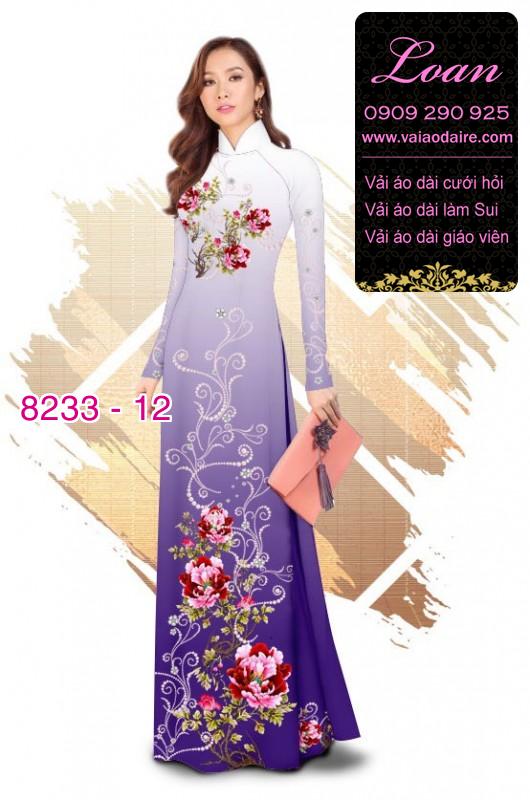 Vải áo dài hoa trên dưới