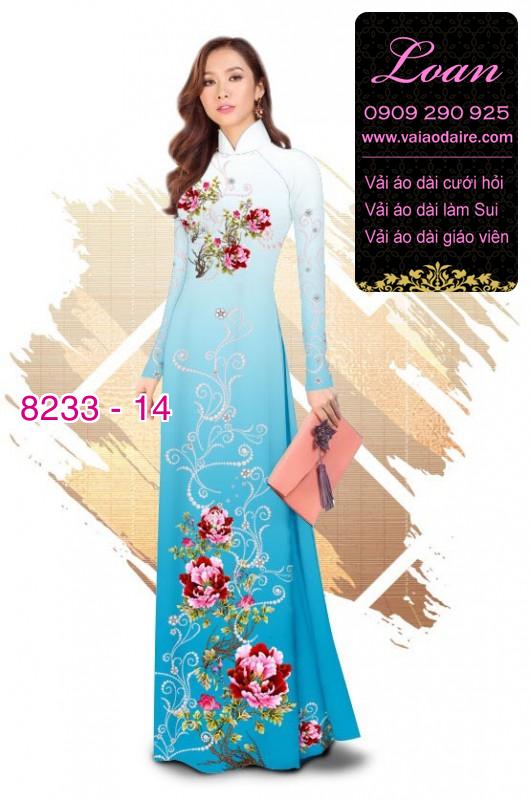Vải áo dài hoa trên dưới