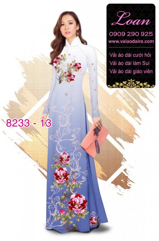 Vải áo dài hoa trên dưới