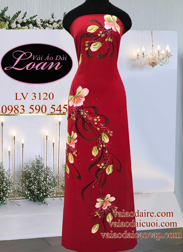 Vải áo dài vẽ hoa Lan