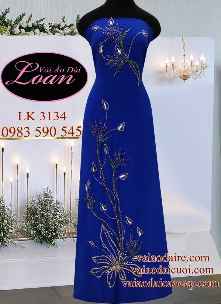 Vải áo dài lụa kết hạt