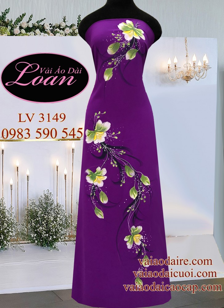 Vải áo dài vẽ hoa Lan
