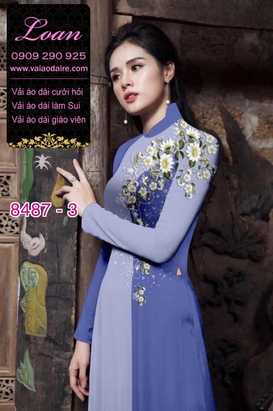 Vải áo dài hoa 3D
