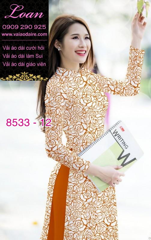 Vải áo dài hoa Hồng nguyên áo