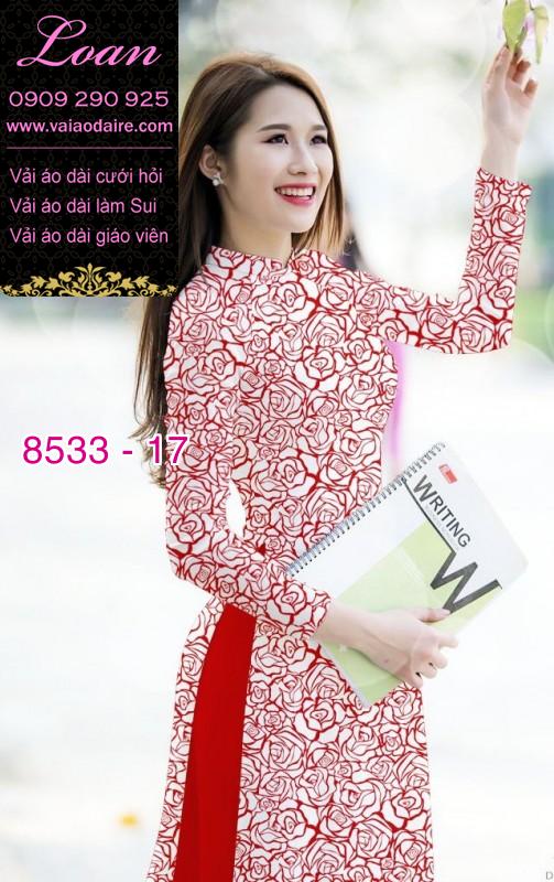 Vải áo dài hoa Hồng nguyên áo
