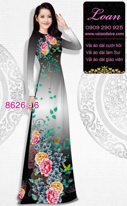 Vải áo dài hoa Mẫu Đơn