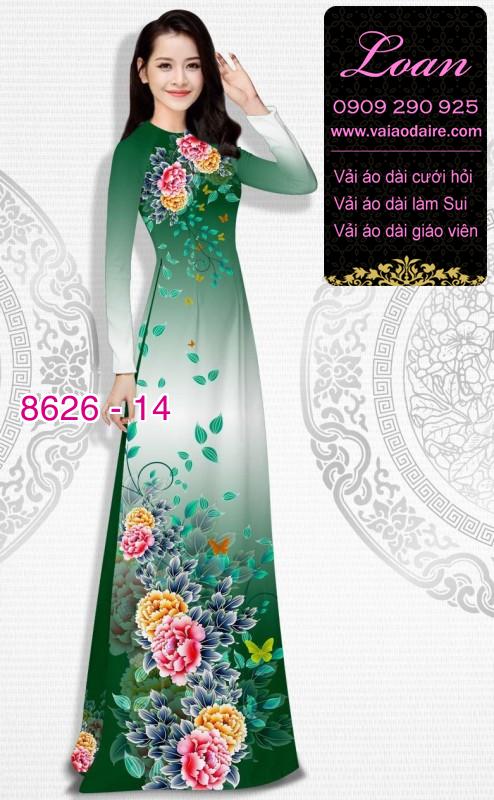 Vải áo dài hoa Mẫu Đơn