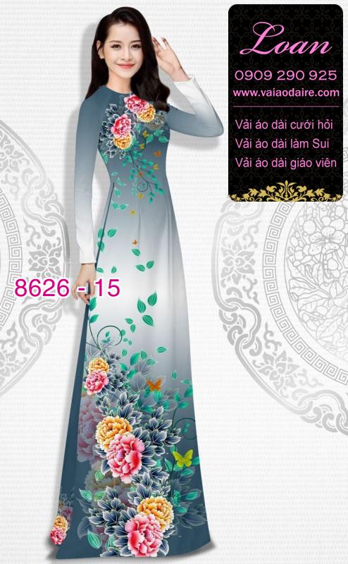Vải áo dài hoa Mẫu Đơn