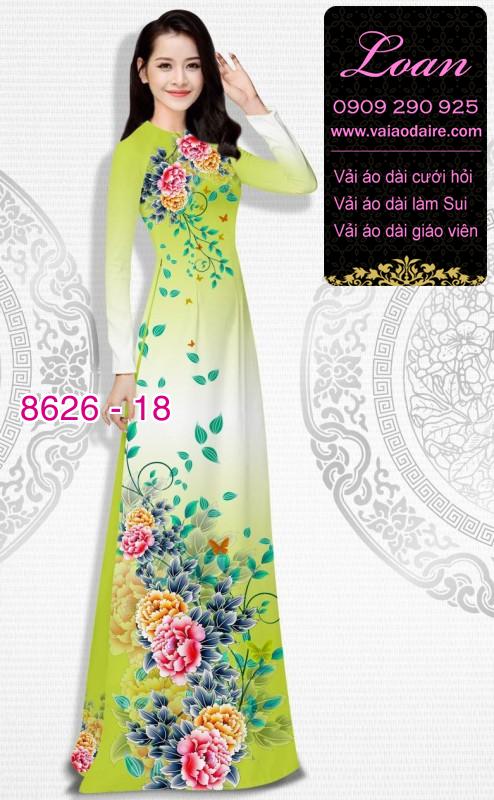 Vải áo dài hoa Mẫu Đơn