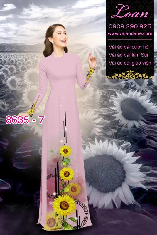 Vải áo dài hoa Hướng Dương