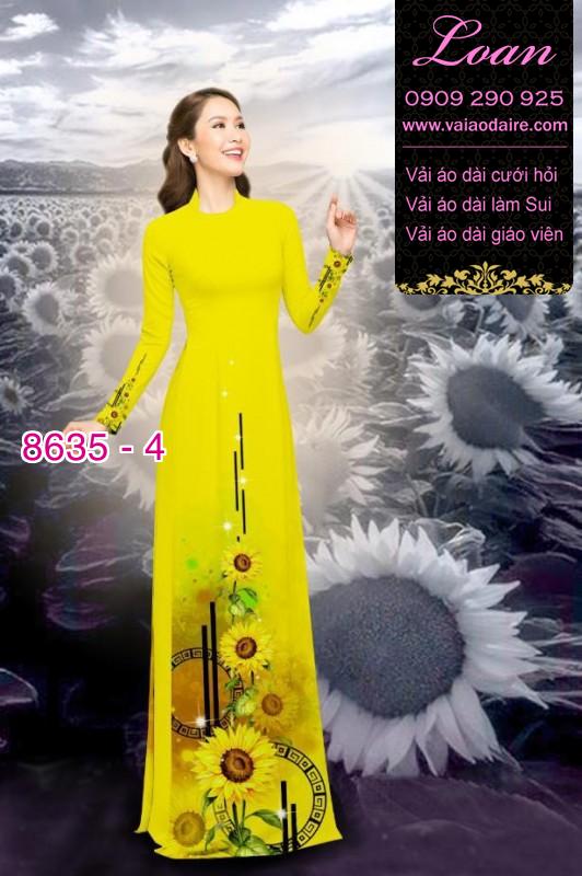 Vải áo dài hoa Hướng Dương