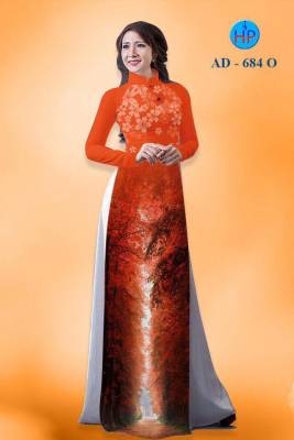 Vải áo dài cảnh rừng cây-DT 868