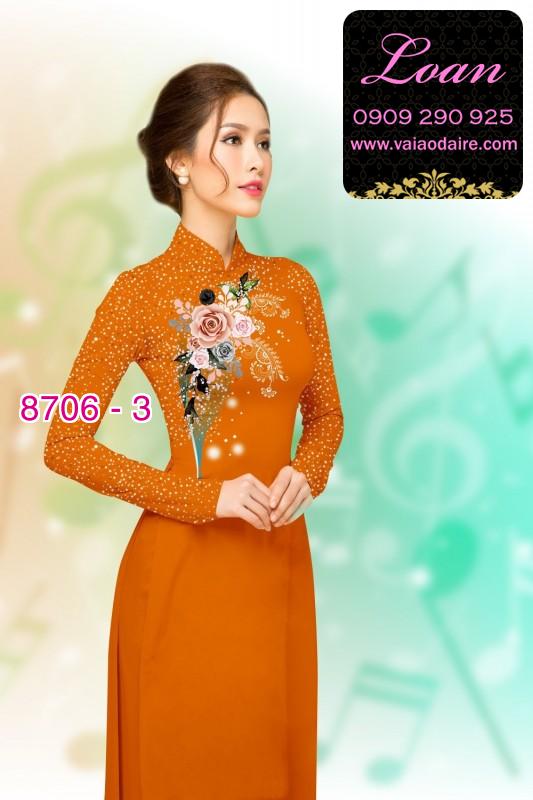 Vải áo dài hoa 3D