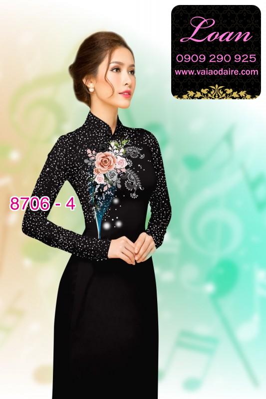 Vải áo dài hoa 3D
