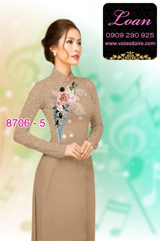 Vải áo dài hoa 3D