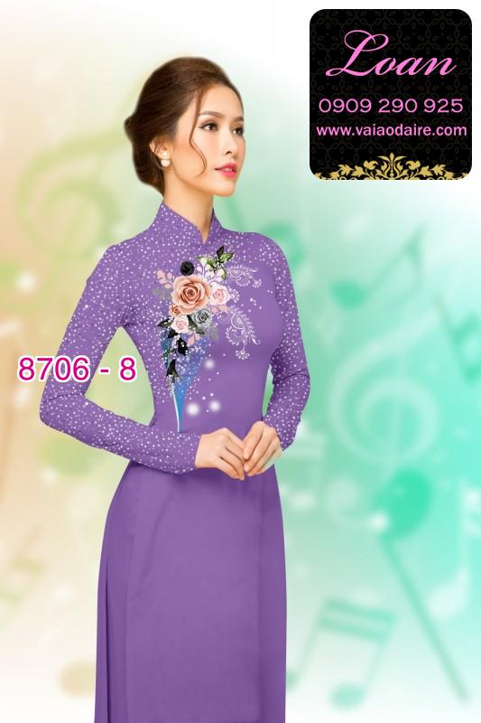 Vải áo dài hoa 3D