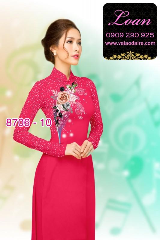 Vải áo dài hoa 3D