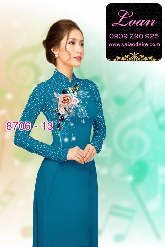 Vải áo dài hoa 3D