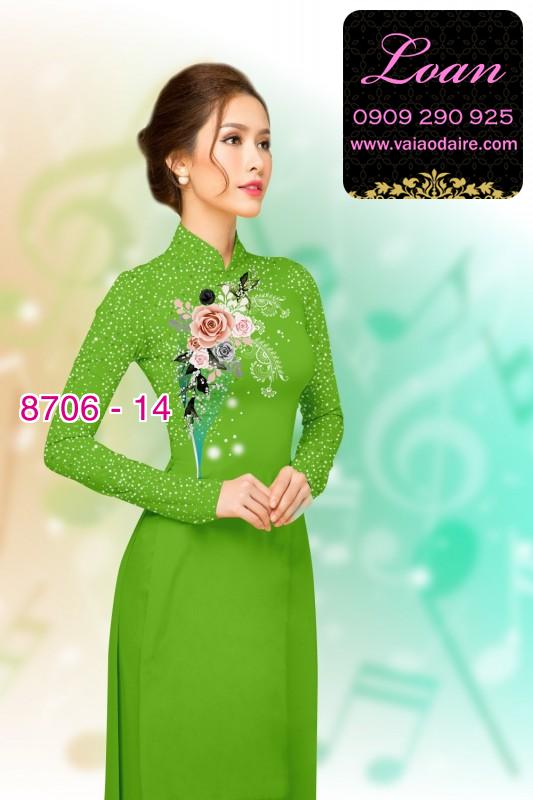 Vải áo dài hoa 3D