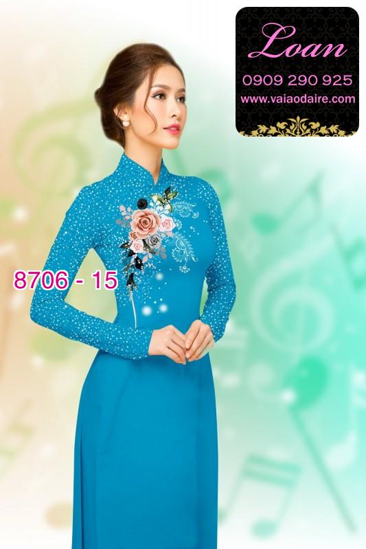 Vải áo dài hoa 3D