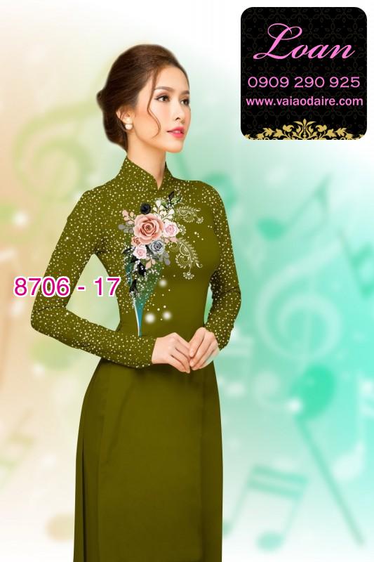 Vải áo dài hoa 3D